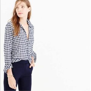 J.Crew Womens Fit Boy Shirt In Crinkle Gingham M